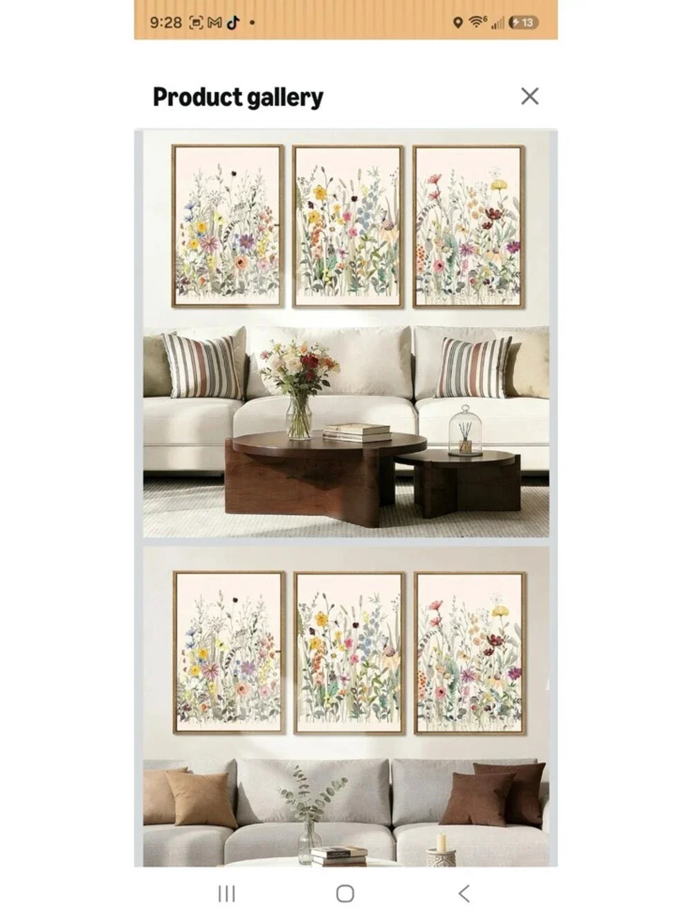 BINCUE Large Framed Floral Canvas Wall Art Colorful Wildflower Pictures 3 Panel